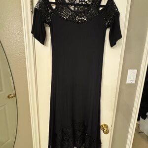 Cupio Black Midi Dress with Lace Detail
